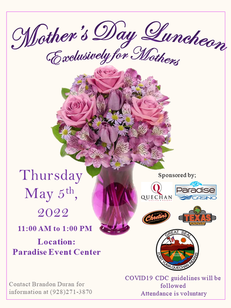 Mother S Day Luncheon Fort Yuma Quechan Indian Tribe